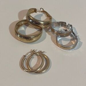 Trio Gold and Silver Hoop Earrings Set